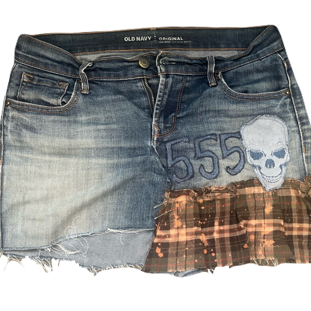 Refashioned 1of1 punk denim skirt